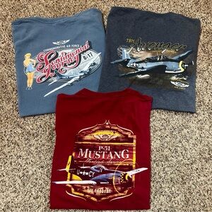 Lot 3 WWII Warbird Graphic T-Shirts 2XL US Air Force B-17 P-51 TBM Avenger READ